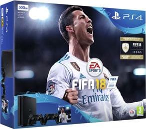 Игровая приставка Sony PlayStation 4 Slim 1TB (черный) <br> 2 геймпада + игра FIFA 18 Игровая приставка Sony PlayStation 4 Slim 1TB (черный) <br> 2 геймпада + игра FIFA 18