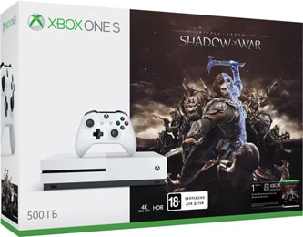 Игровая приставка Microsoft Xbox One S 500GB <br> + игра Shadow of War Игровая приставка Microsoft Xbox One S 500GB <br> + игра Shadow of War
